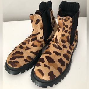 Prada Pony Hair Cheetah Combat Boots (38)